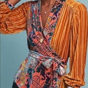 NWT Anthropologie Velvet Wrap Top